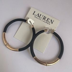 Lauren by Ralph Lauren Leather and Gold Hoops